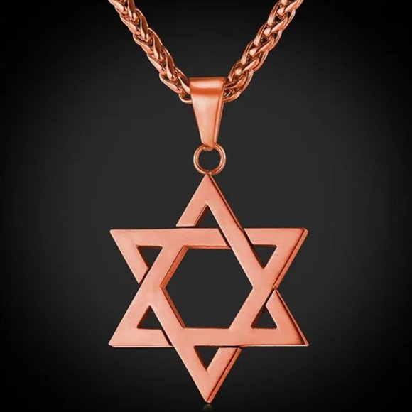 Rose Gold - Pink - Jewish Star of‎ David Necklace - Picture 1 of 1